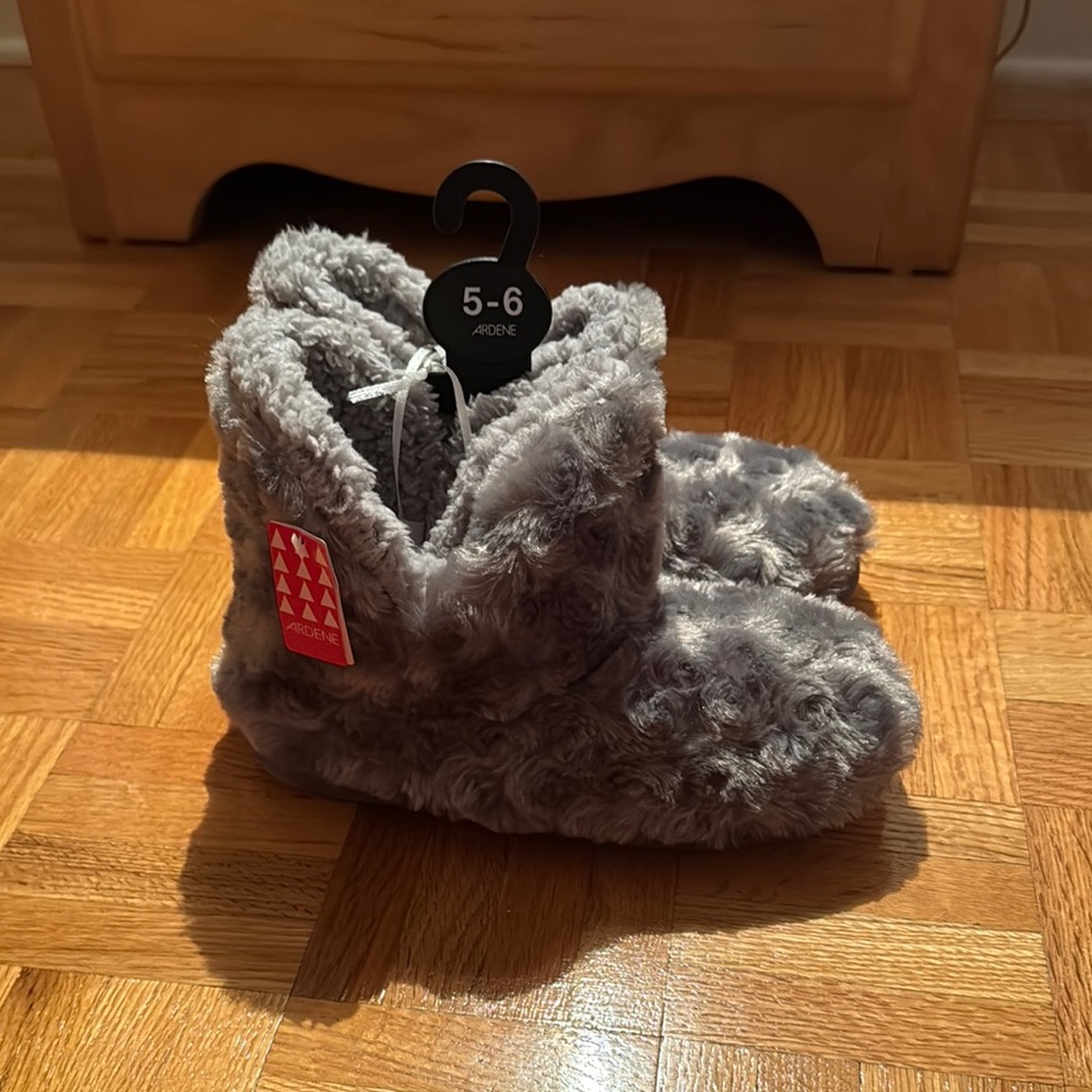 Ardene Gray Plush Bootie Slippers